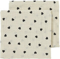 Meyco Sweet Heart -harsoliinat 70 x 70 cm, 2 kpl, hiekka/musta