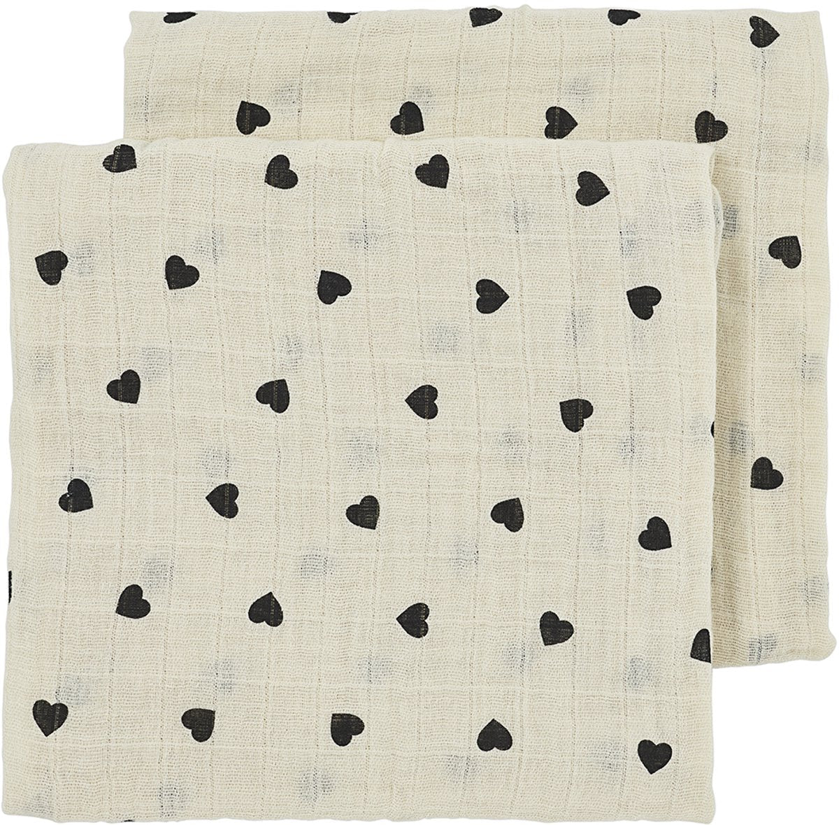 Meyco Sweet Heart -harsoliinat 70 x 70 cm, 2 kpl, hiekka/musta