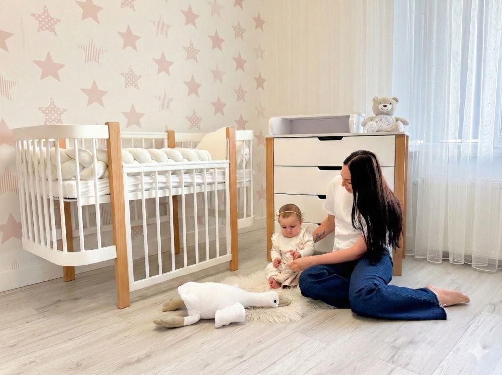 Baby Crib ELIN - Natural/White
