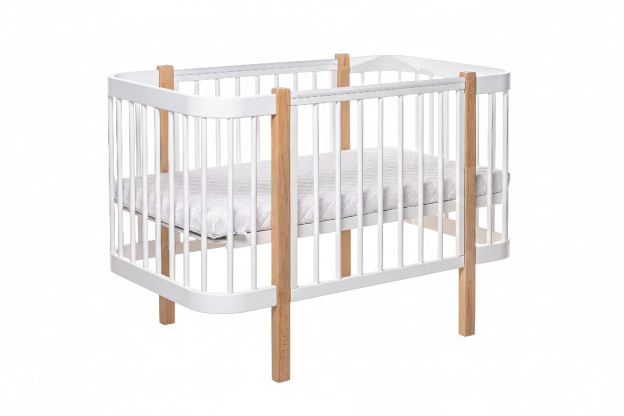 Baby Crib ELIN with Mattress - Natural/White