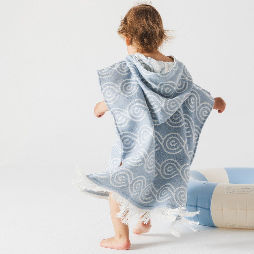 Bambuinen kylpyponcho lapselle, vaaleansininen, kuva 3