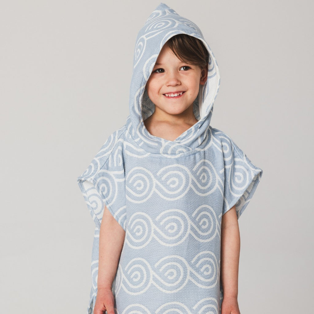 Bambuinen kylpyponcho lapselle, vaaleansininen, kuva 4