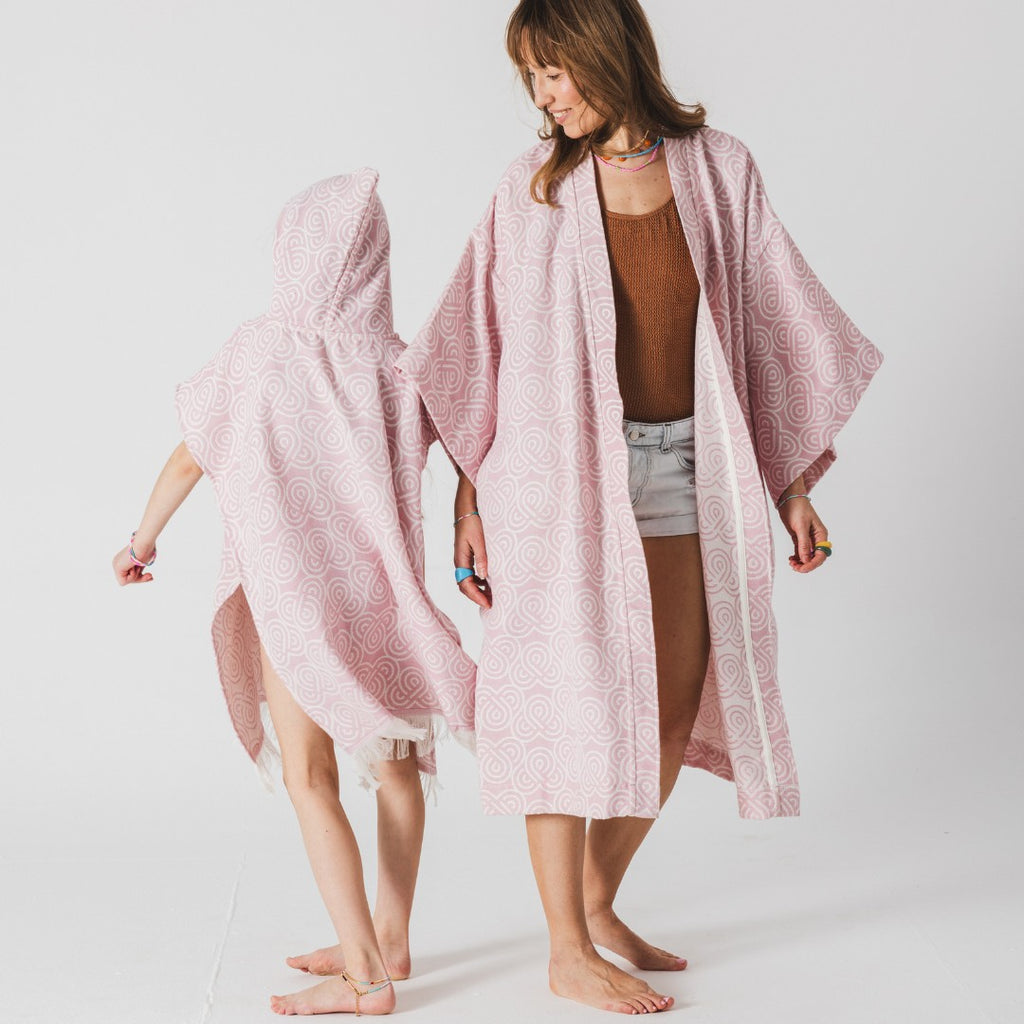 Bambuinen kylpyponcho lapselle, roosa, kuva 3