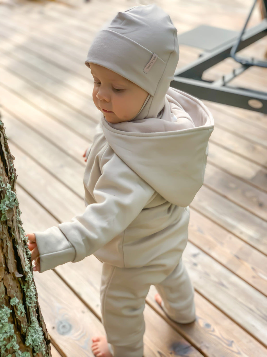 Kaksikerroksinen puuvillainen kypärämyssy, beige, kuva 3