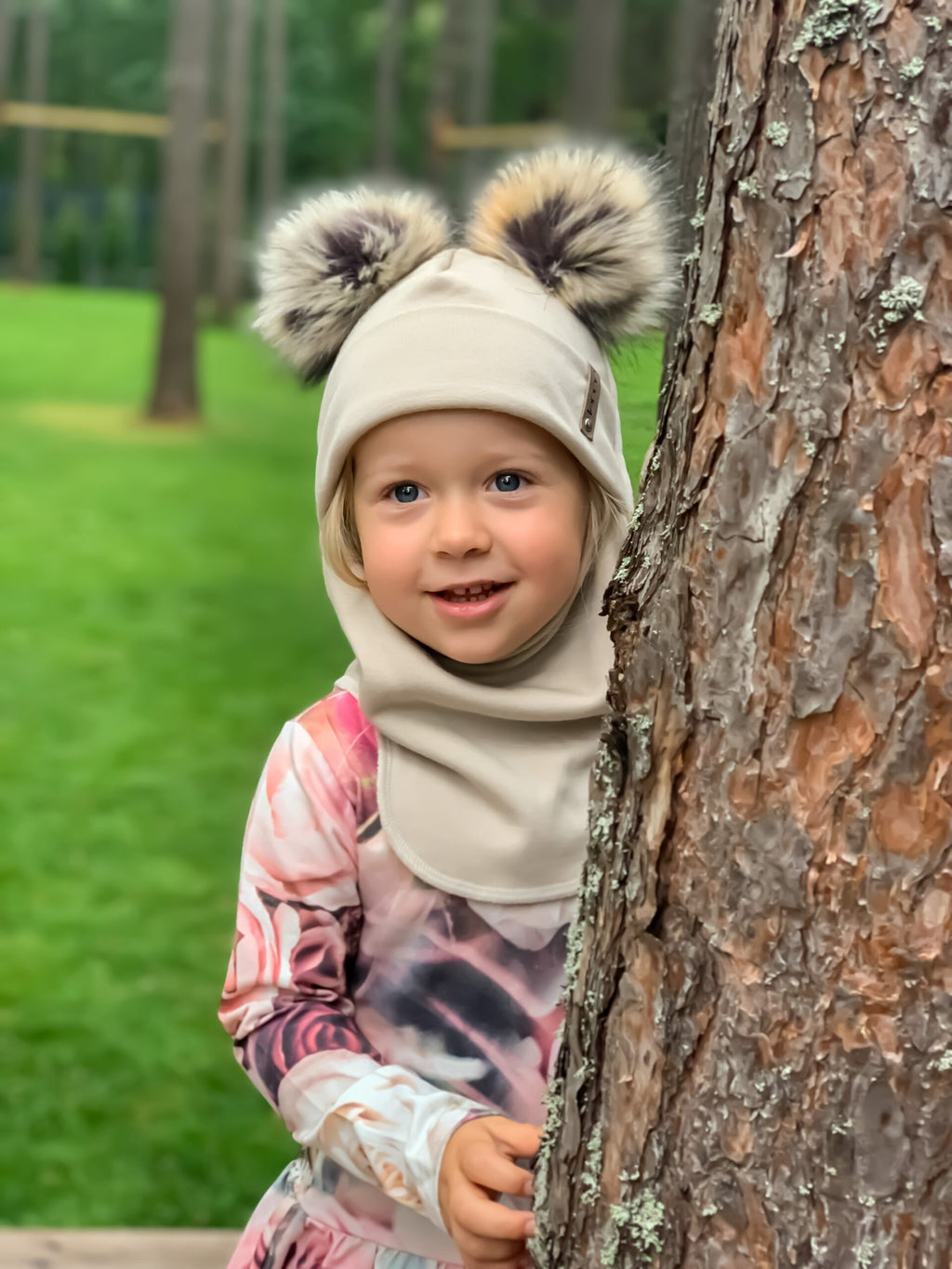 Merinovillainen kypärämyssy kahdella tupsulla, beige, kuva 4