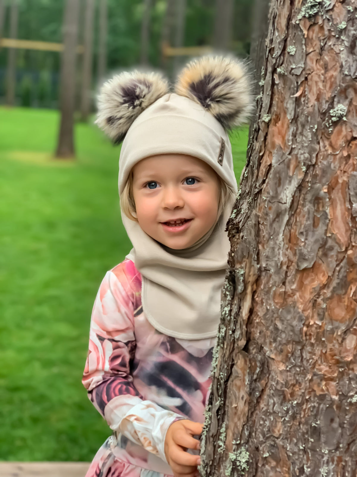 Merinovillainen kypärämyssy kahdella tupsulla, beige, kuva 4