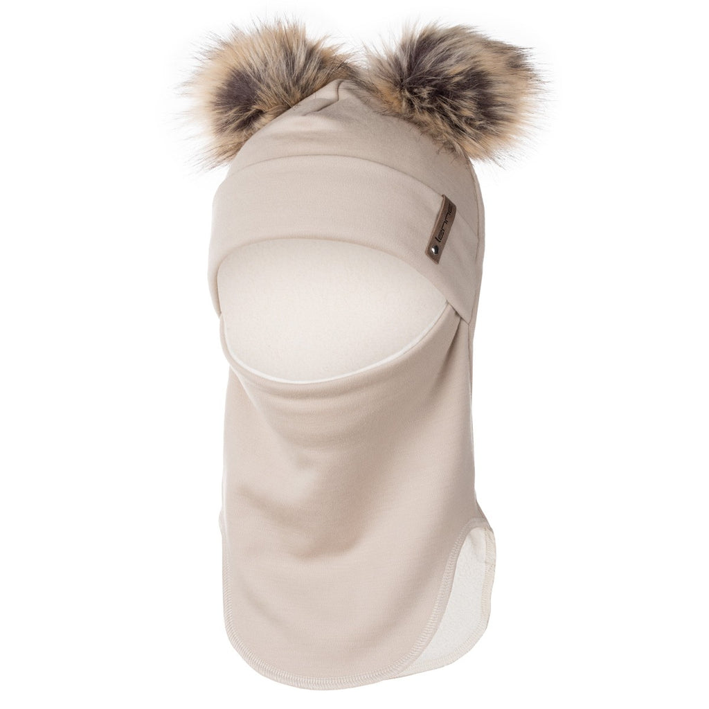 Merinovillainen kypärämyssy kahdella tupsulla, beige, kuva 2