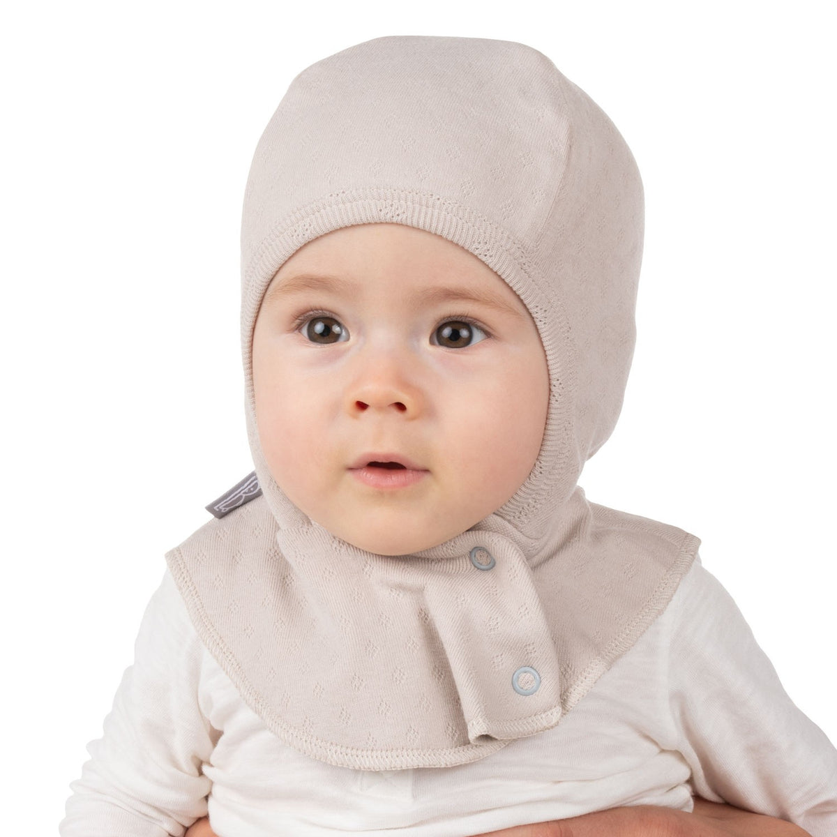 Pointelle-kypärämyssy vauvalle, beige
