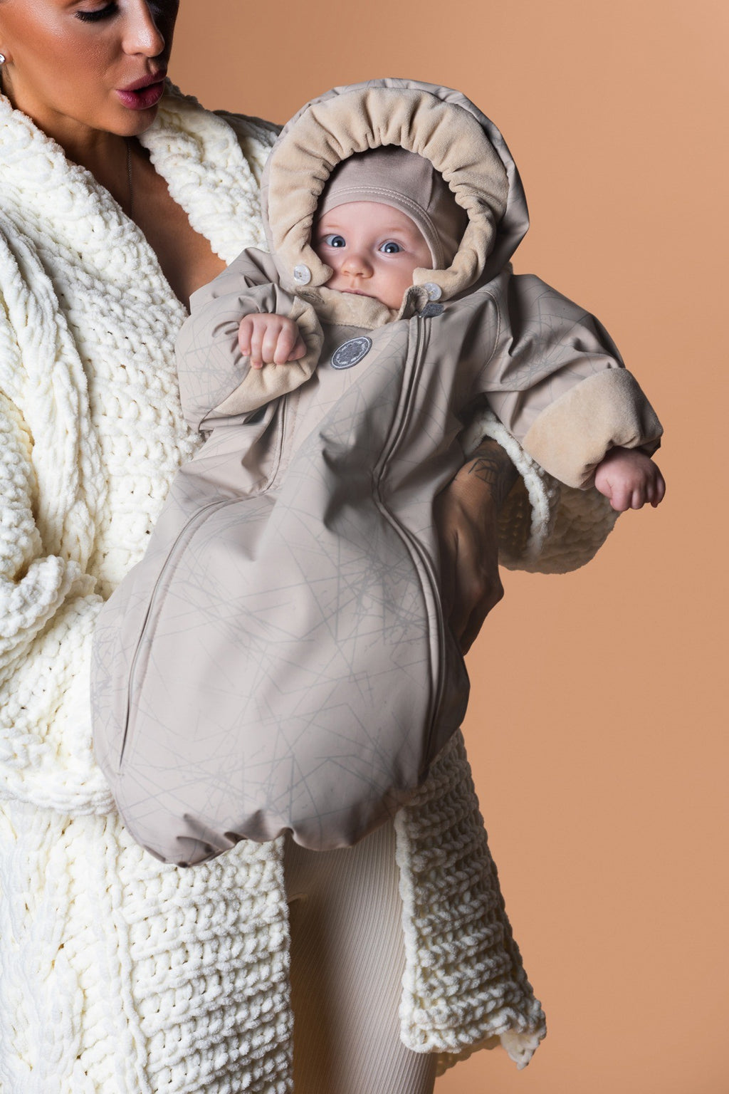 Heijastava merinovillavuorattu vaunupussihaalari, beige, kuva 7