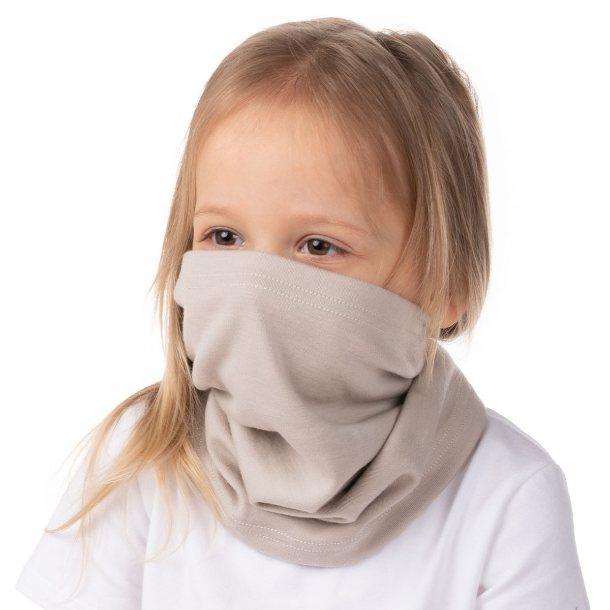 Yksikerroksinen merinovillakaulaputki lapselle, beige, kuva 2