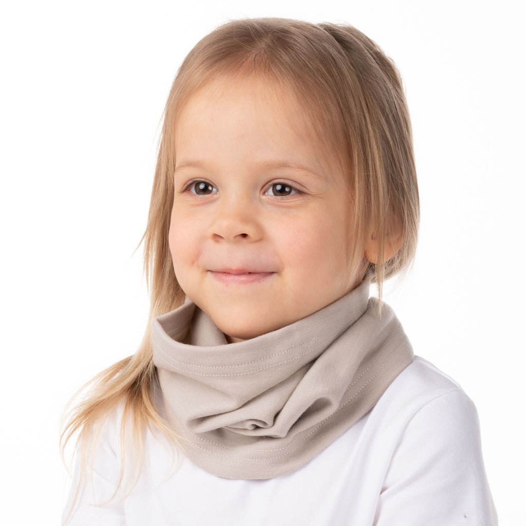 Yksikerroksinen merinovillakaulaputki lapselle, beige