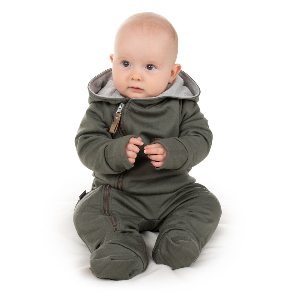 Puuvillavuorattu merinovillahaalari vauvalle, khaki