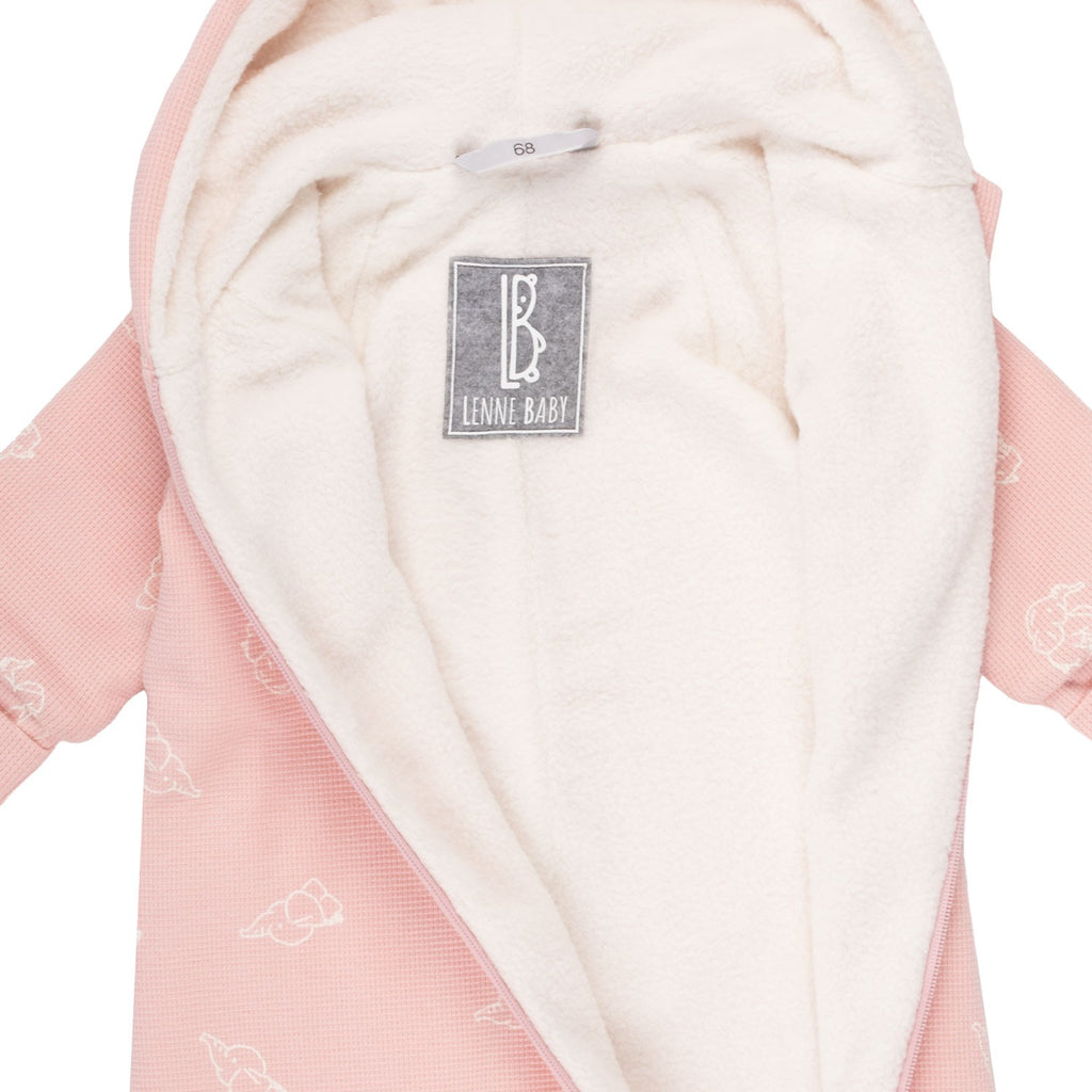 Puuvillafleece-potkupuku hupulla, vaaleanpunainen, kuva 2