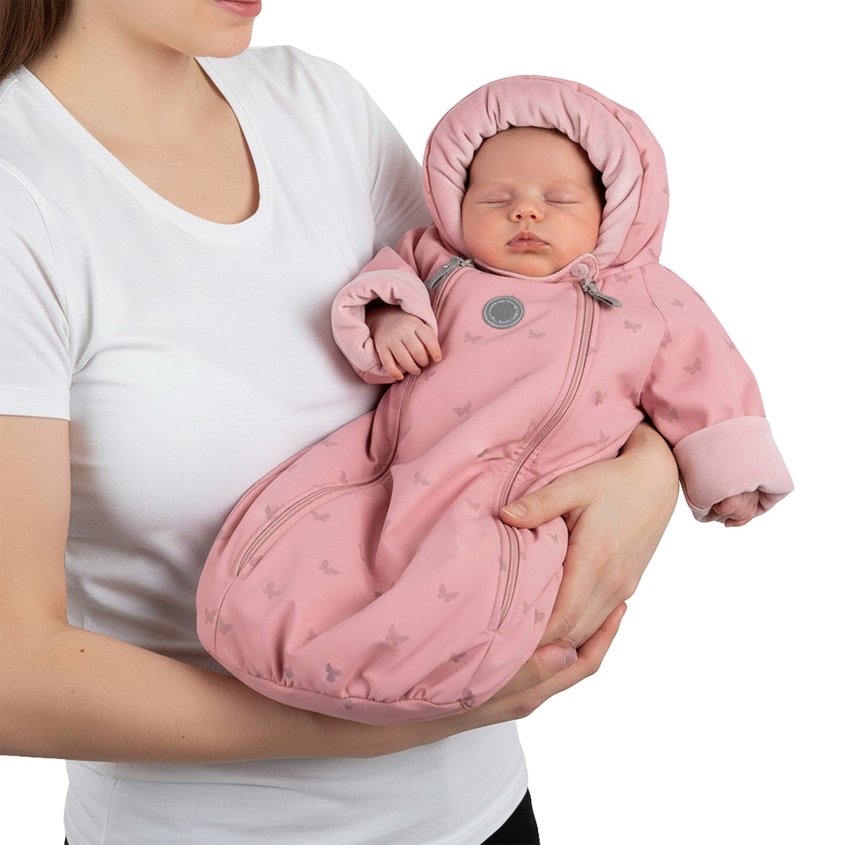 Heijastava merinovillavuorattu vaunupussihaalari, vaaleanpunainen
