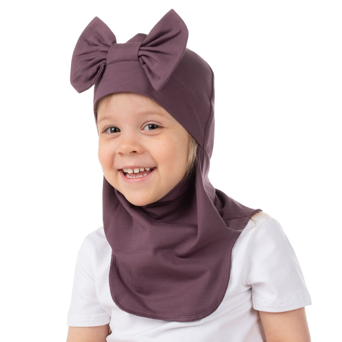 Puuvillainen kypärämyssy rusetilla, lila