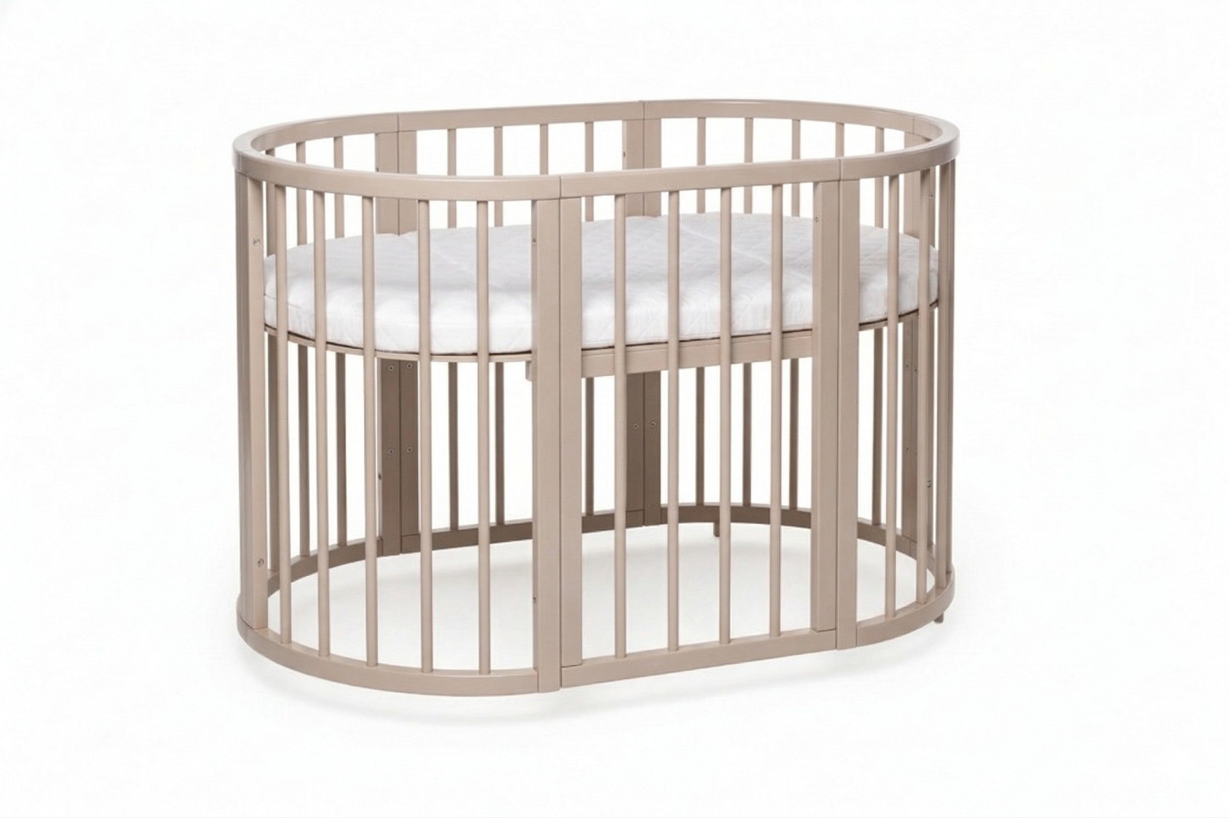 Round Baby Crib OLIN with Mattress - Cappuccino