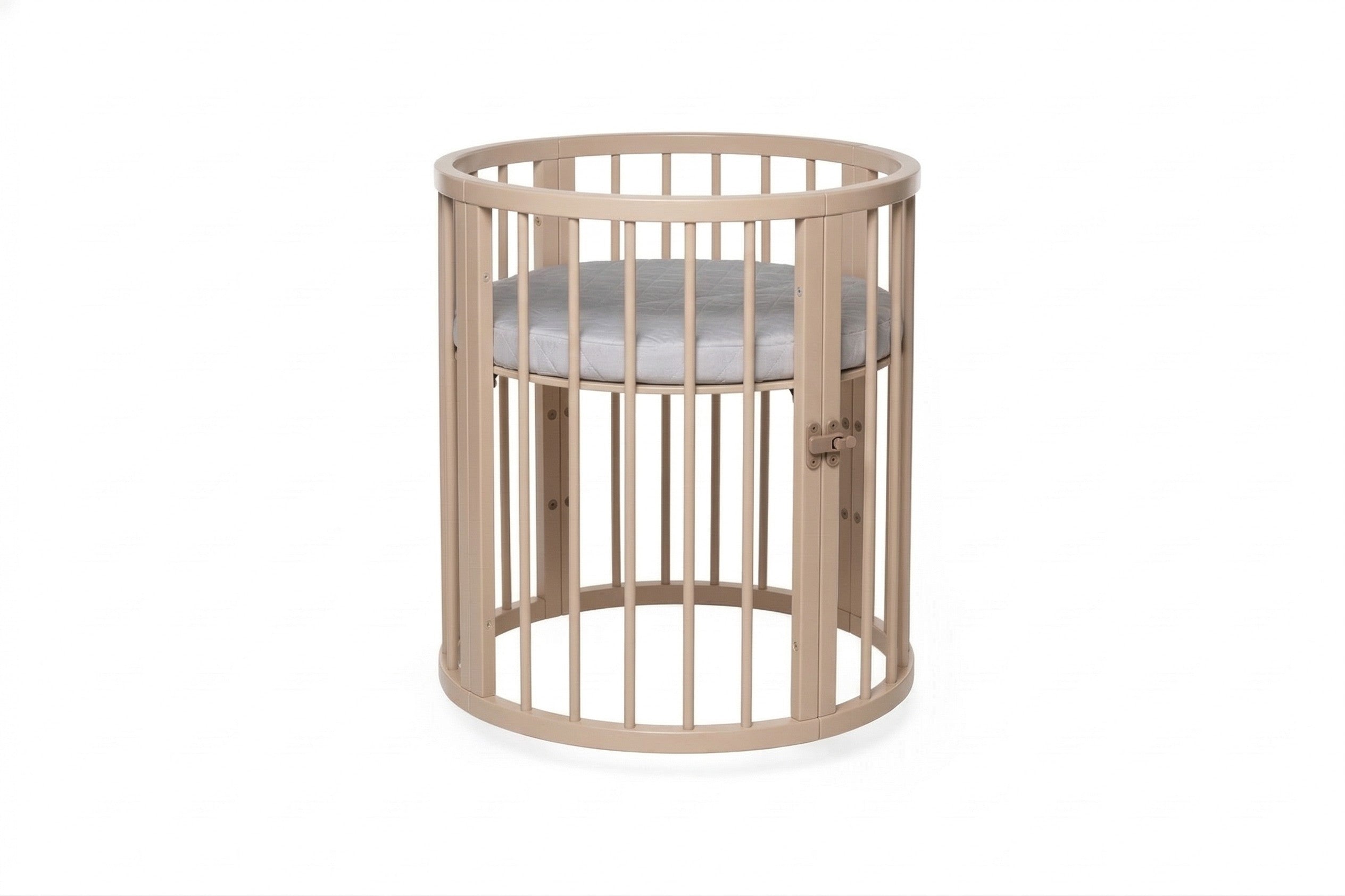 Round Baby Crib OLIN with Mattress - Cappuccino